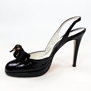 Paco Gil Platform Patent Leather D'Orsay Pumps Heels with Bow